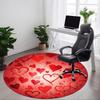 1pc Heart Print Office Round Rug, Carpet for Office, Gaming, Lightweight Round Floor Mat Yy260208030