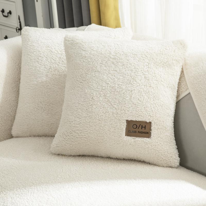 Winter Lambskin Sofa Cushion Thickened Fleece Cushion Non-Slip Leather Sofa Cover High-End Nordic Simple Winter