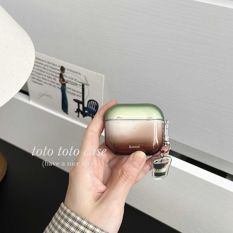 

Earphone Sleeves for Apple 1/2/3 Generation Wireless Protective Case Pro Fall and Winter Semi-Transparent New Arrival Airpods4 Earphone Case Apple Airpods Pro Shell + matcha coffee pendant