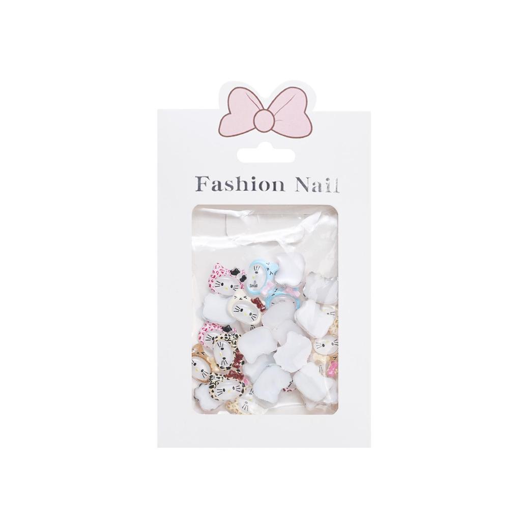 Cartoon-Katze & Leopardenmuster 3D-Nagelkunst-Mix: Süße Harz-Accessoires