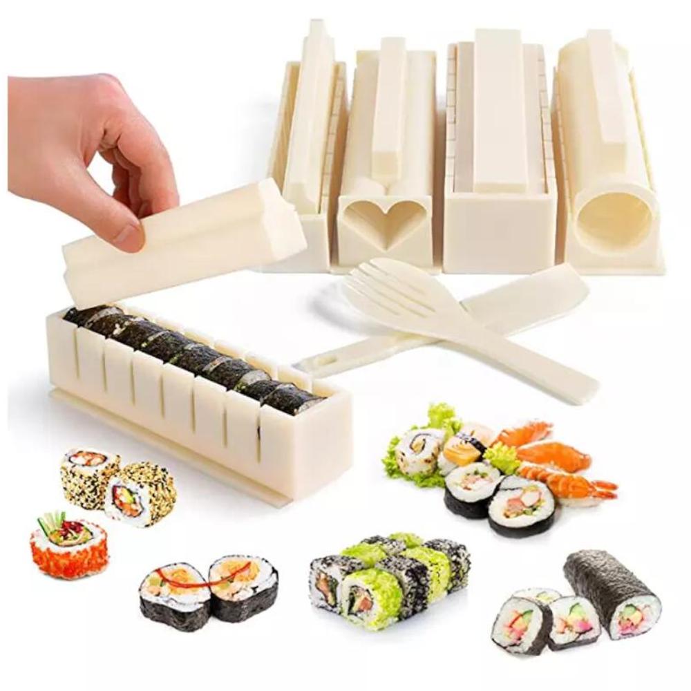 Sushi Kits 11Pcs Set Diy Non Stick Professional Sushi Making Kit Rolling Molds