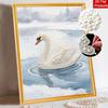 Frameless Pearl Bead Painting Kit Elegant Swan Abstract Design DIY Sparkling Canvas Art for Modern Room Decoration