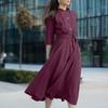 ZANZEA Women Round Neck Casual 3/4 Sleeve Loose Long Dress