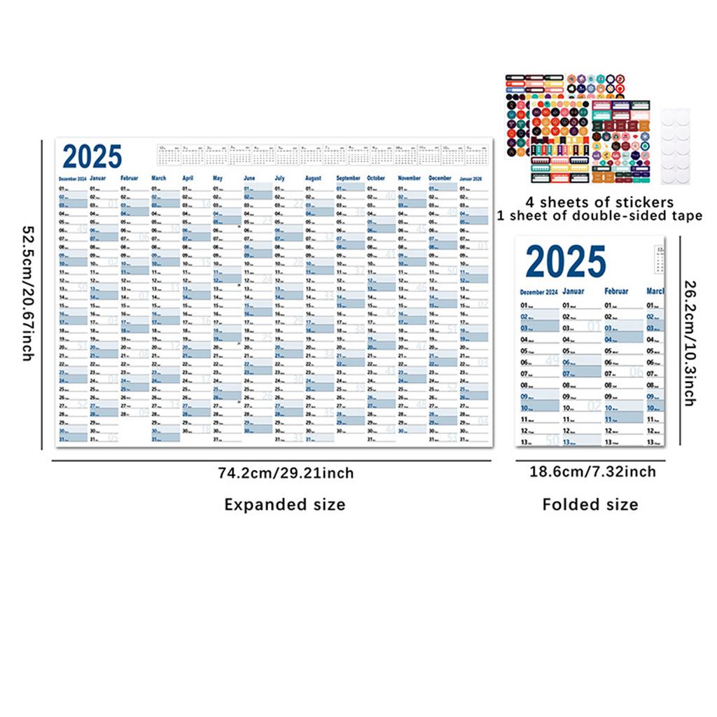 2026/2026 Yearly Wall Calendar Annual Planner Home Decoration Desk Accessories Schedule Organizer 12 Months 365 Days Calendar