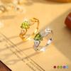 Natural Topaz Peridot Ring S925 Silver Inlaid Crystal Stone Live Design Light Luxury High-end Niche Jewelry Fashion Jewelry Gift