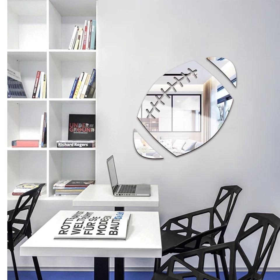Sports Theme Acrylic Mirror Wall Sticker Basketball Football Soccer Decal Kids Boys Room Home Waterproof Mural