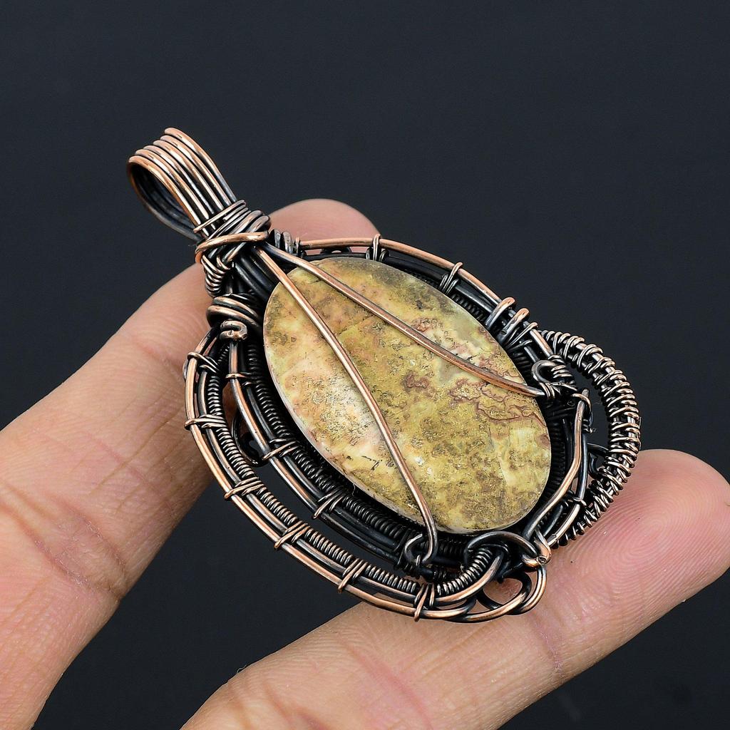 Crazy Lace Agate Gemstone Pendant Handmade Jewelry, 999 Copper Wire Wrapped Pendant Sodalite Jewelry, Gift For Her Women Pendant Brand New Pendant