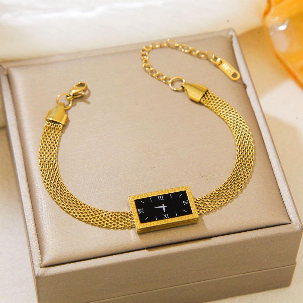 New Four-leaf Clover Bracelet Mesh Watch Bracelet Light Luxury Titanium Steel Watch Strap Chain Jewelry