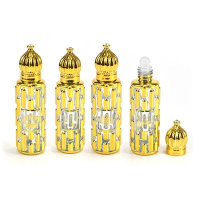 Přenosné Vintage Lahvičky Luxusní 15ml Lahvičky na Esenciální Oleje Prázdné Lahvičky s Kuličkovým Aplikátorem Zlatě Bronzovaná Roll-on Lahvička Vzorková Vialka