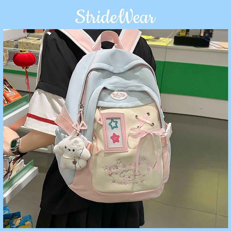 Cute Puppy Letter Embroidery And Strap Design Student Backpack Pendant With