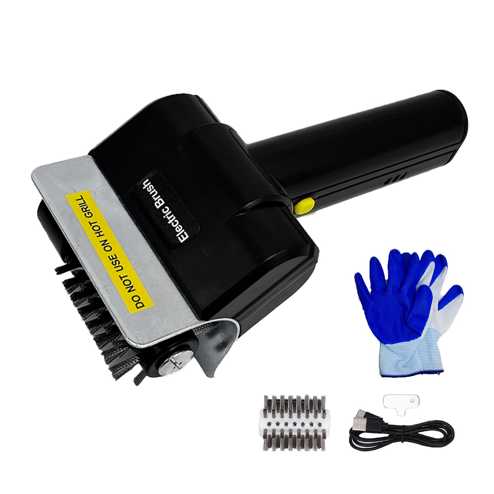 Cepillo para Parrilla Eléctrico, Herramienta de Limpieza para Parrilla de 1100 RPM con Cerdas de Acero Inoxidable, Limpiador Inalámbrico para Barbacoa de Gas y Carbón