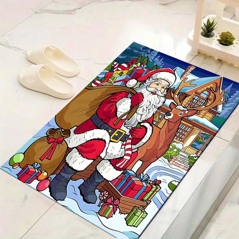 1Pc Christmas Candy Canes Rug Office Carpet Indoor Outdoor Doormat Nonslip Soft And Comfortable Living Room Christmas Halloween Gift D91841