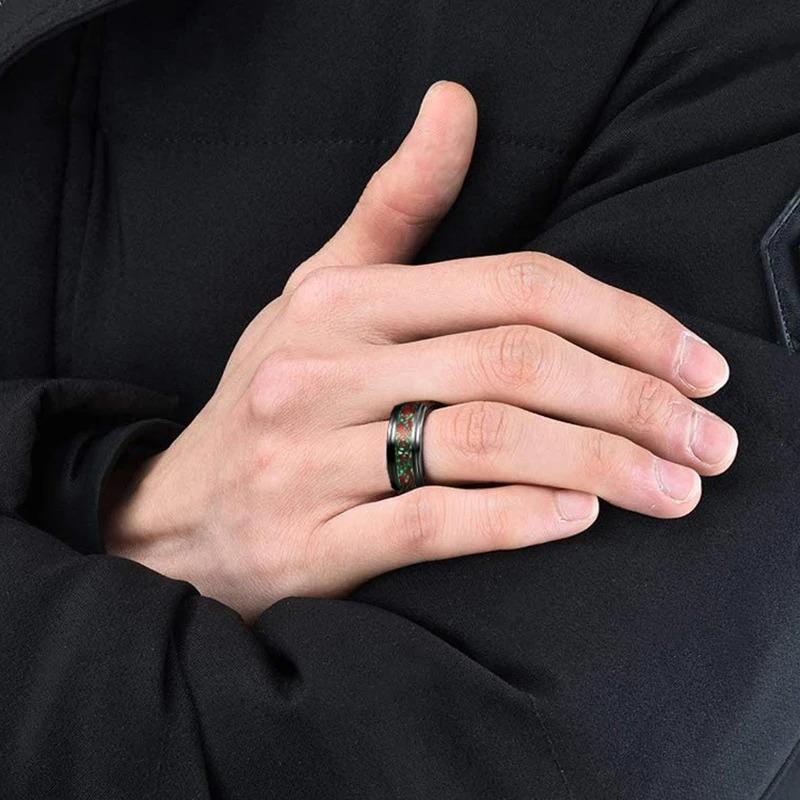 Módní 8mm nerezové keltské dračí prsteny pro muže i ženy, zelený prsten z uhlíkových vláken, snubní prsten, výroční dárky
