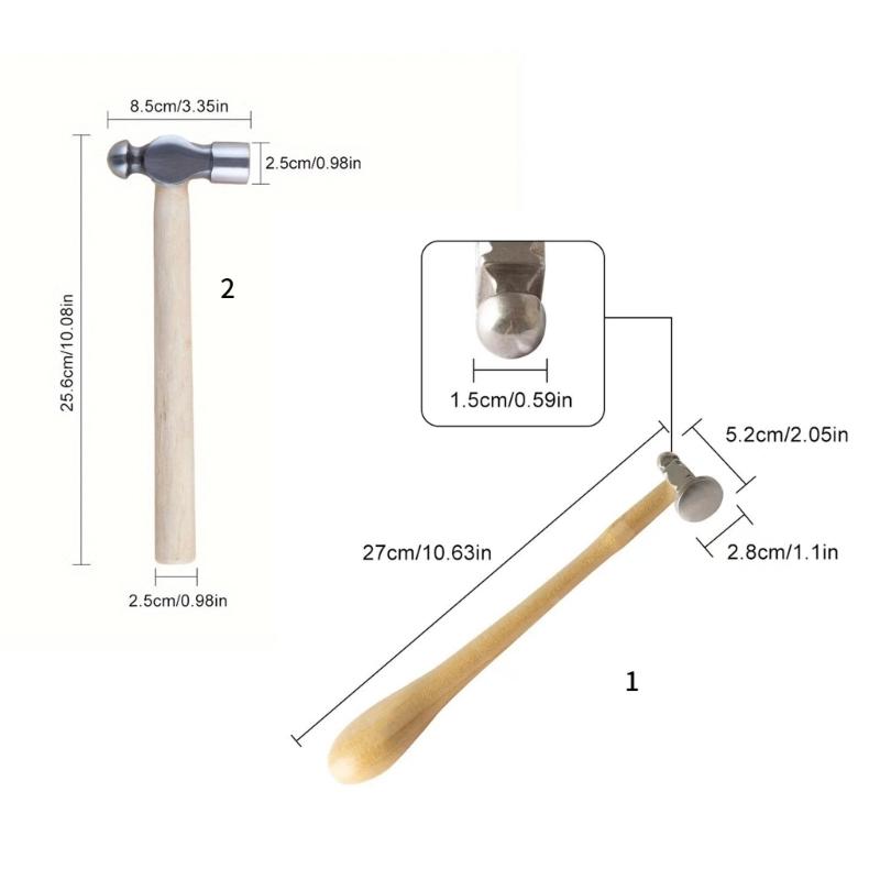 Metal Jewelry Making Hammer Small Iron Head Hammer with Ergonomic Wood Handle Multifunctional Accessories Hand Tool