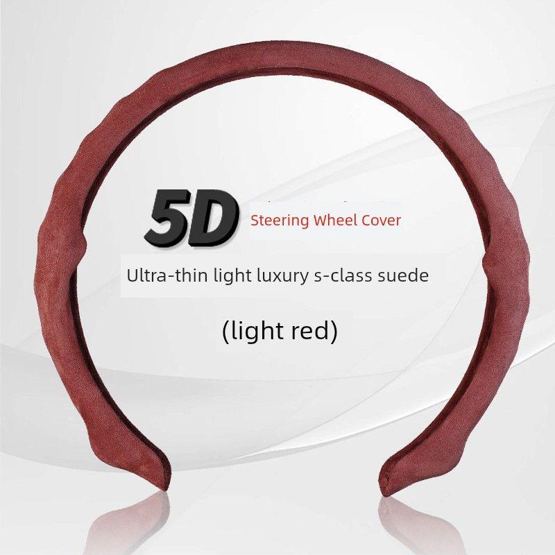 

Wheel Cover, Suede, Universal for All Seasons, Ultra-Thin, Sweat-Absorbent, Anti-Slip, 5D, Volkswagen, Mercedes-Benz, Sports Winter Handlebar Cover 5D Suede [Red] 38