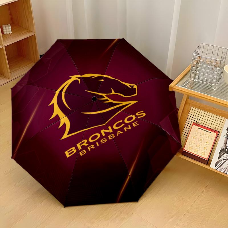 Brisbane Broncos Print Auto 8?Ribs Folding Umbrella Wind Resistant Lightweight Automatic Umbrella For Daily Travel