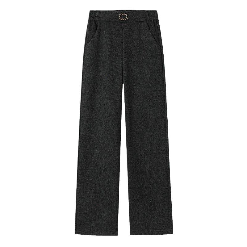 

Модные мамины брюки Шерстяные брюки с широкими штанинами Женские Зимние Новые Универсальные Прямые С высокой талией Повседневные брюки XXXL