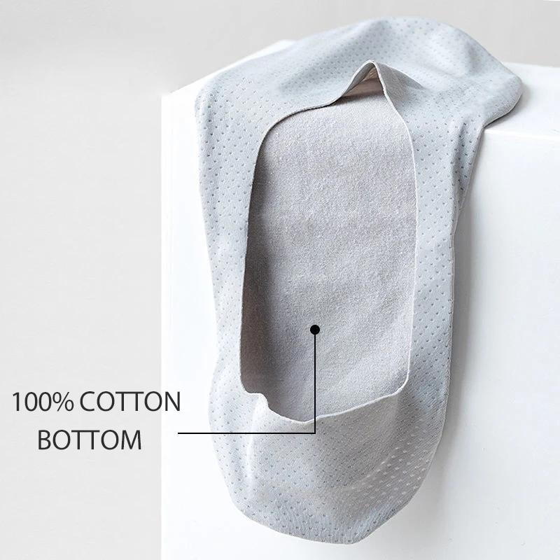 2/5 Pairs/Lot Men's Boat Socks 100% Cotton Deodorant Sweat Absorption Summer Sock Thin Breathable Silicone Non-slip Silk Socks