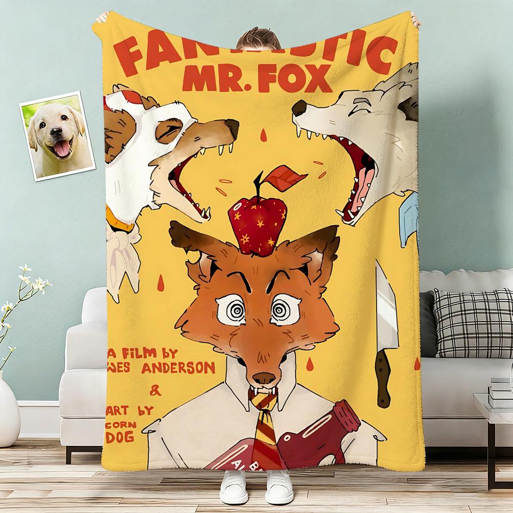 F-Fantastic Mr F-Fox Throw Lightweight 240g Flannel Blanket Soft Skin-friendly for Summer Cooling 75x90cm