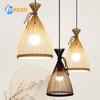 Handmade Vintage Pendant Lamp Bamboo Restaurant Café Chandeliers Wood Base E27 Bulb Lighting Hotel Bedroom Interior Classical