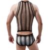 Bodysuit Men Transparent Sexy Man Lingerie Mesh Sensual See Through Black Tights Fitness Sissy Crotchless Erotic Gay Bodyuit Set