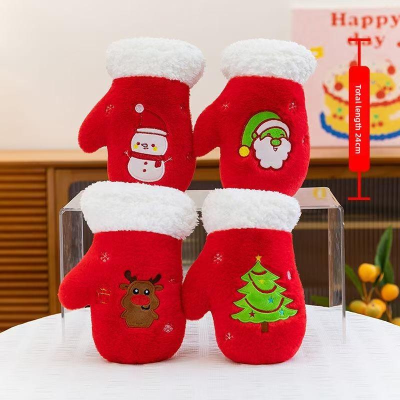 Santa Deer Claus Snowman Christmas Tree Red House Gloves Plush Dolls Toy