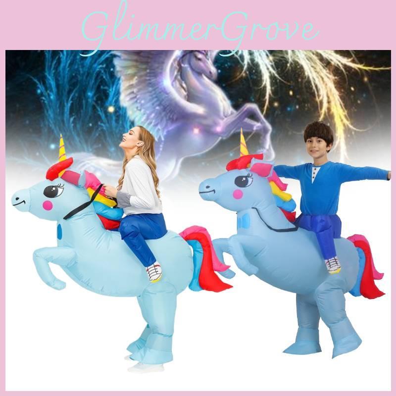 Blue Unicorn Inflatable Costumes Adults Child Christmas Halloween Dress Gift Up