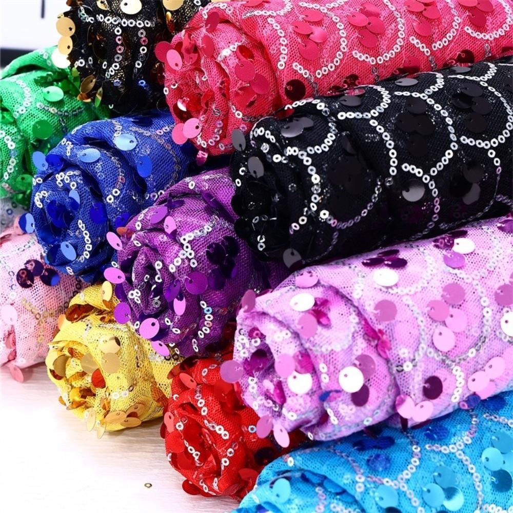 DIY Sewing Material Sequin Tulle Fabric Fish Scale Pattern Paillette Fabric Sequin Mesh Fabric