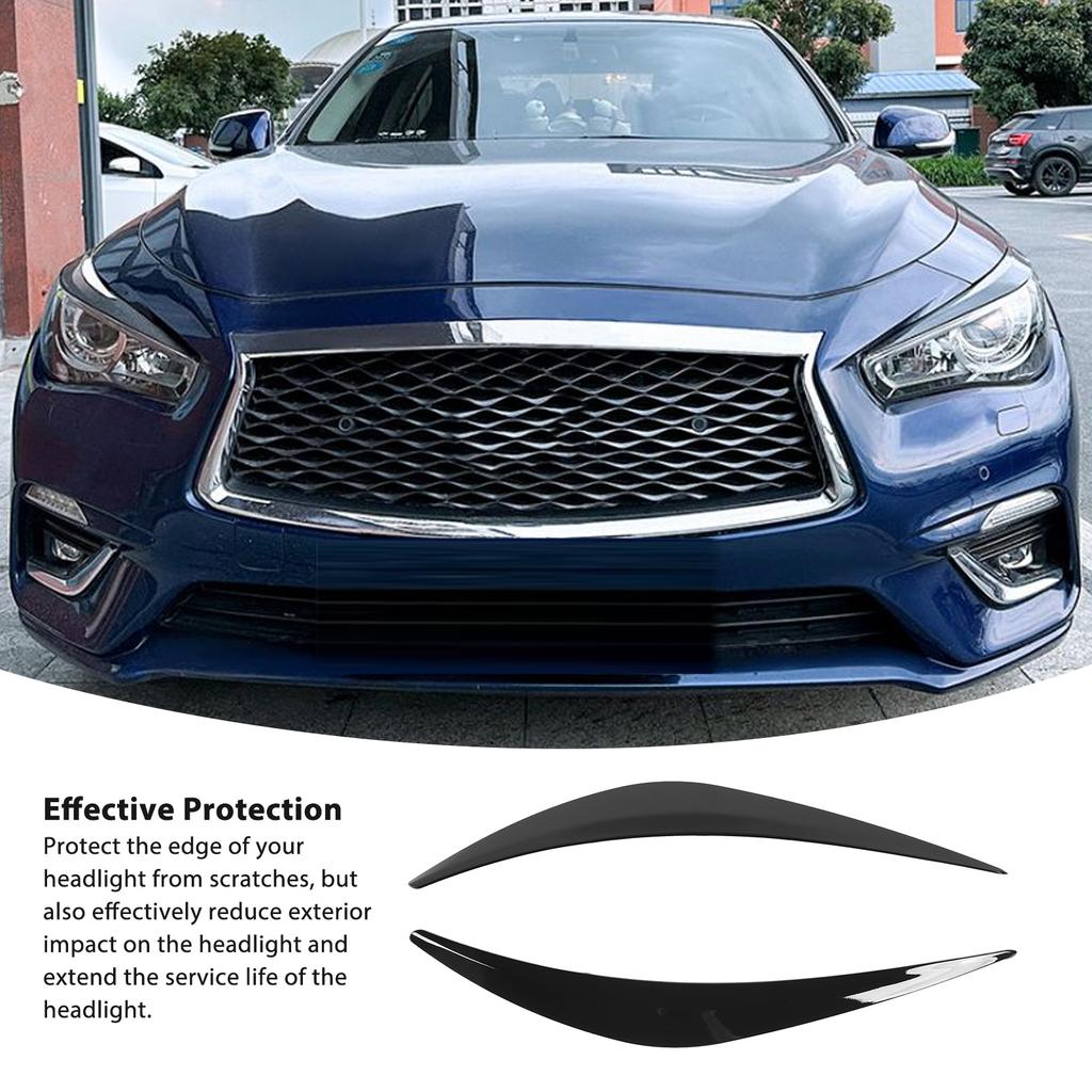 2Pcs Front Headlight Eyelid Lightweight Easy To Install Fade Resistant Headlamp Eyebrow Cover Protective for Q50 2014 To 2025