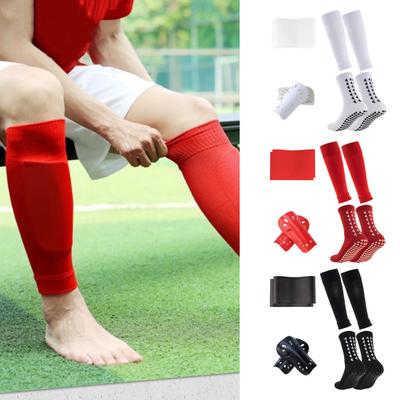 Schienbeinschoner für Jugendfußball mit Silikonärmeln, Beinstulpen, Socken, leichte Schutzausrüstung, Fußball-Schienbeinschoner-Set für Kinder