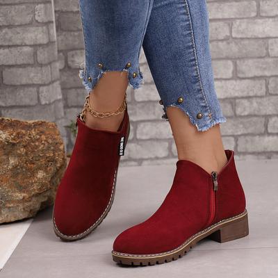 Botas de Mujer 2024 Botas Otoño Invierno Zapatos Femeninos Marca Botines de Tacón para Mujer Botas de Cuero de Ante Zapatos De Mujer