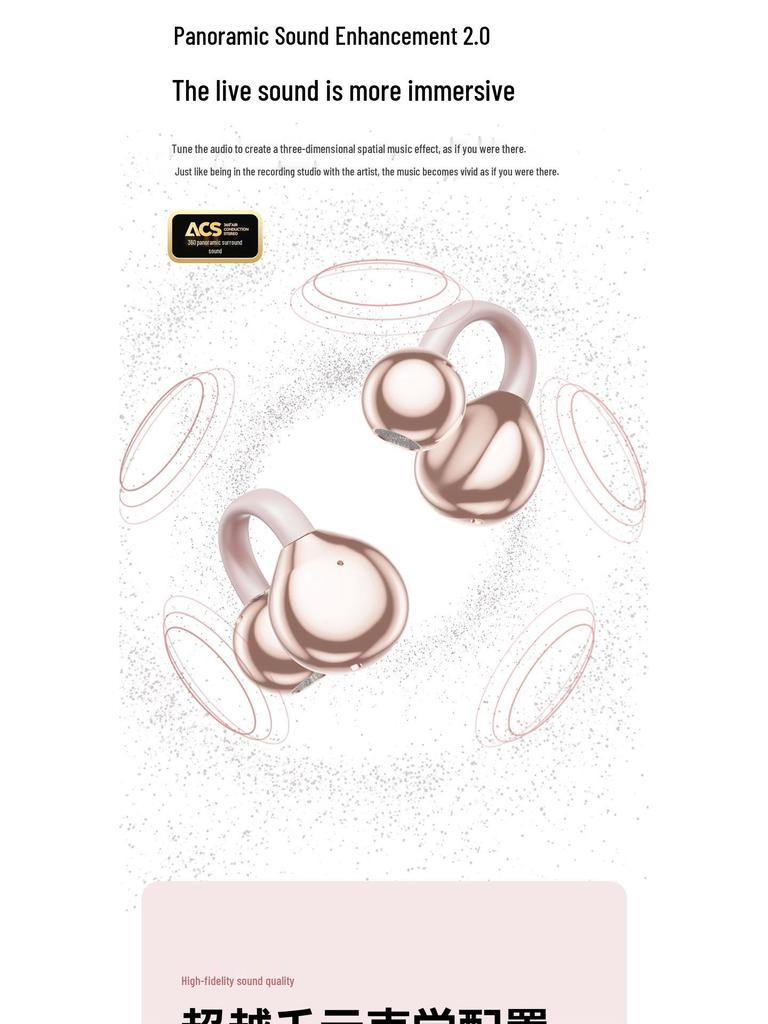 OWS Heart-Shaped Bone Conduction Wireless Earphones with Clip-On Lanyard & Ultra-Long Battery Life