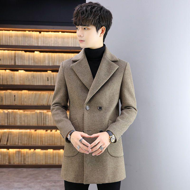 Men's Mid-Length Wool Coat: Autumn/Winter Korean Style Casual Trench Jacket