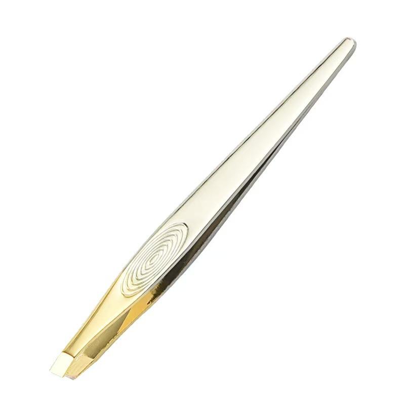 Stripe Stainless Steel Eyebrow Tweezers Slanted Flat Double Eyelid Tape Hair Removal Trimming Set