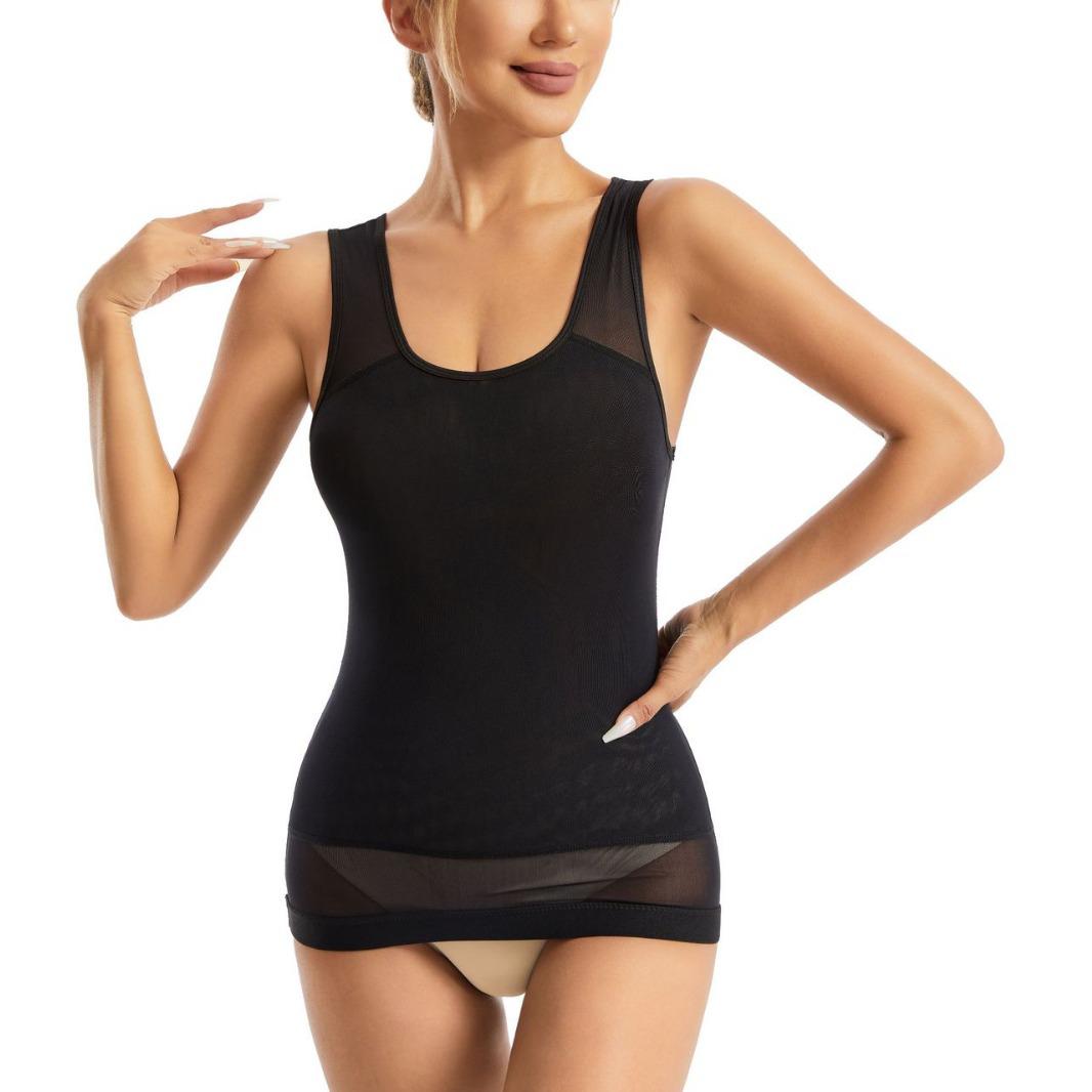 

Дышащий женский европейский и американский жилет без рукавов для коррекции фигуры и контроля живота, для спорта и фитнеса Medium