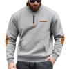 New Autumn/Winter Heavyweight Fleece-Lined Men's Patchwork Zipped Stand-Up Collar Sweatshirt for Outdoor Sports