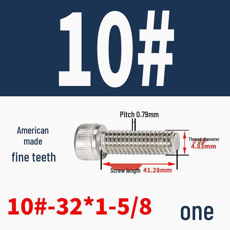 304 Stainless Steel Fine Thread Socket Head Cap Screw 10#-32, 1/4-20, 5/16-24
