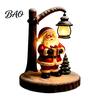 Resin Desk Lamp for Dormitory Christmas Santa Claus Reading Lantern, Snowman Elk LED Night Light with Warm Bedside Lighting Kids Room Glow,