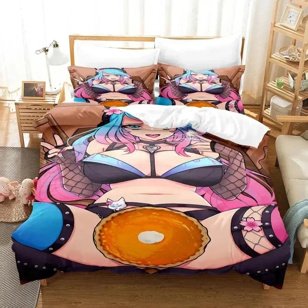 Anime Sexy Girls Silvervale Bettwäsche-Set Bedruckt mit Kissenbezug Bettdeckenbezug Weich Queen King Size Bettwäsche Zuhause Jungen Erwachsene