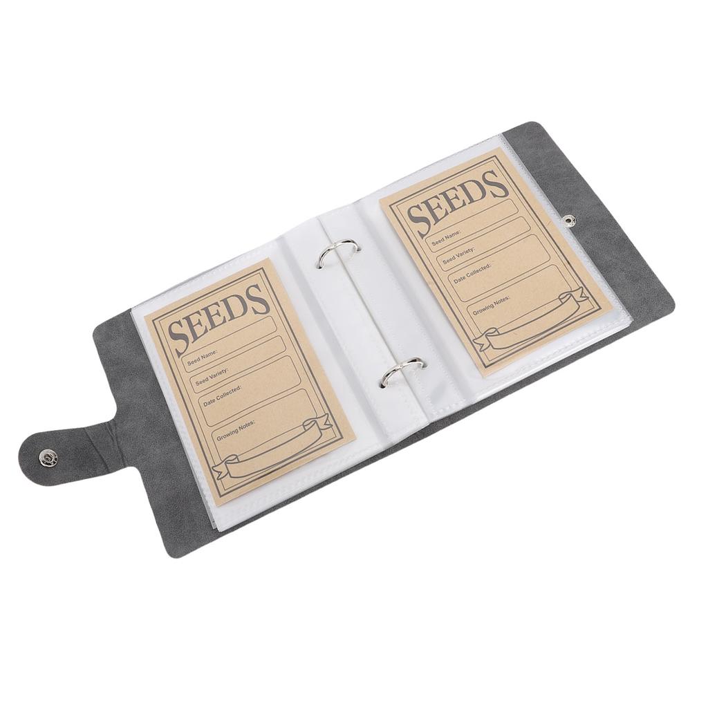Plant Sample Organizer PU Leather Book and 50 Resealable Kraft Paper Envelopes for Vegetable Flower 