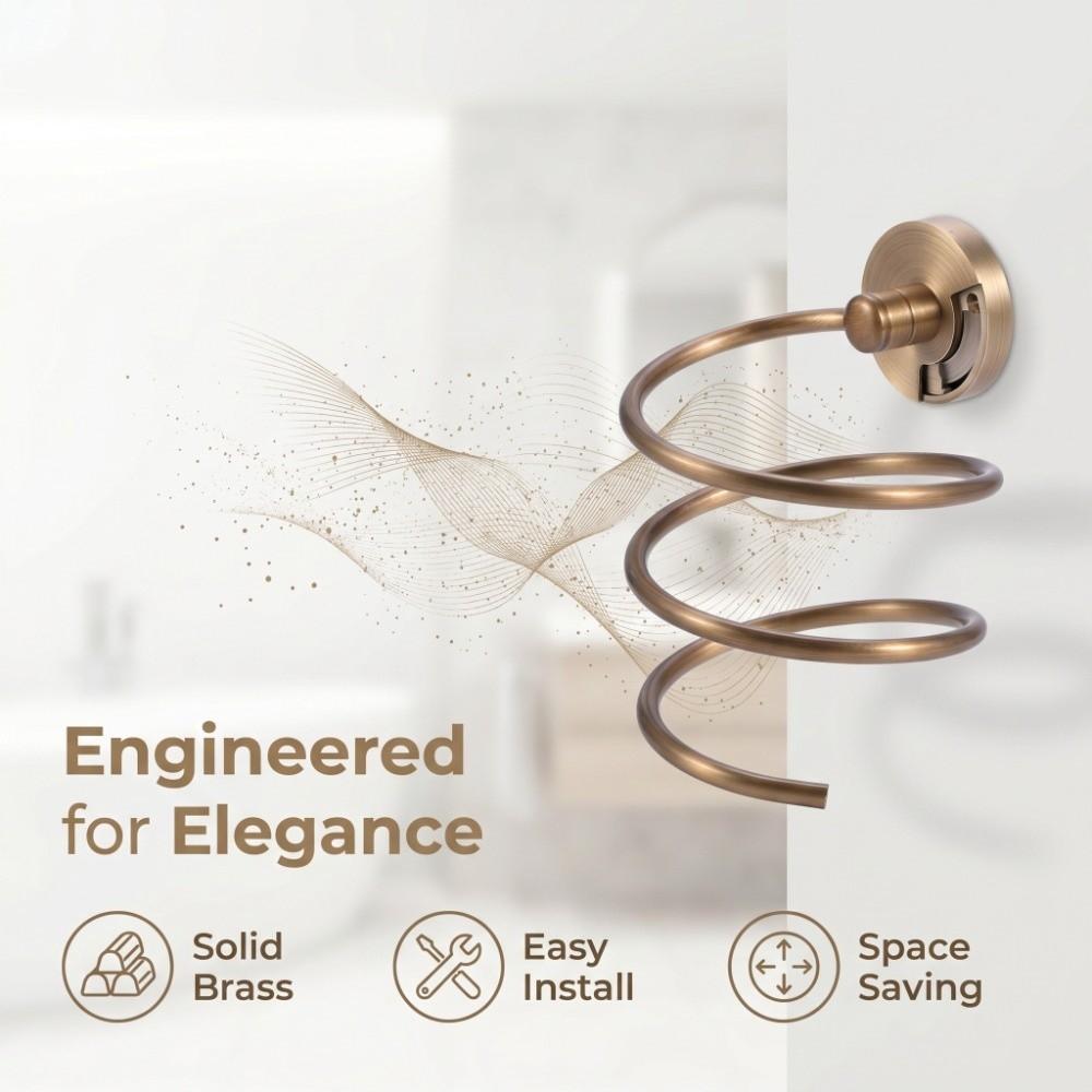 Yellow Bronze Hair Dryer Holder Antique Design Hair Dryer Wall Rack Hair Dryer Rack Hotel Spa Home