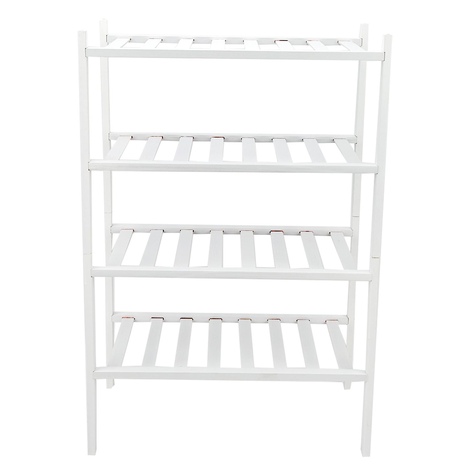4-ярусная белая стойка для обуви штабелируемый органайзер для обуви многофункциональная бамбуковая полка для обуви для дома отеля общежития 2990₽