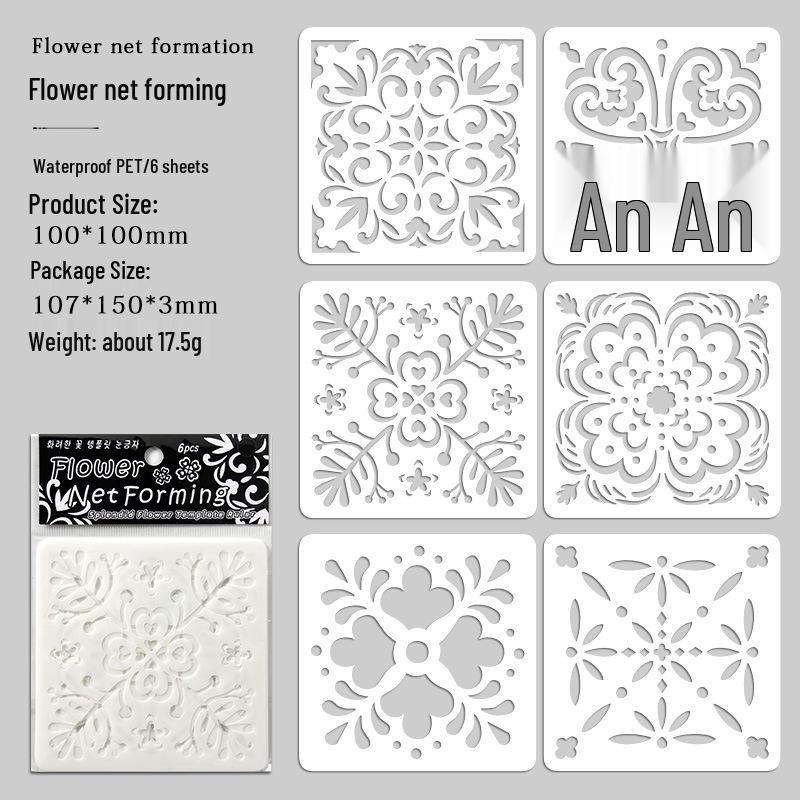 Yuezhen Brocade Hand-Painted Floral Hollow-Out PET Journal Template