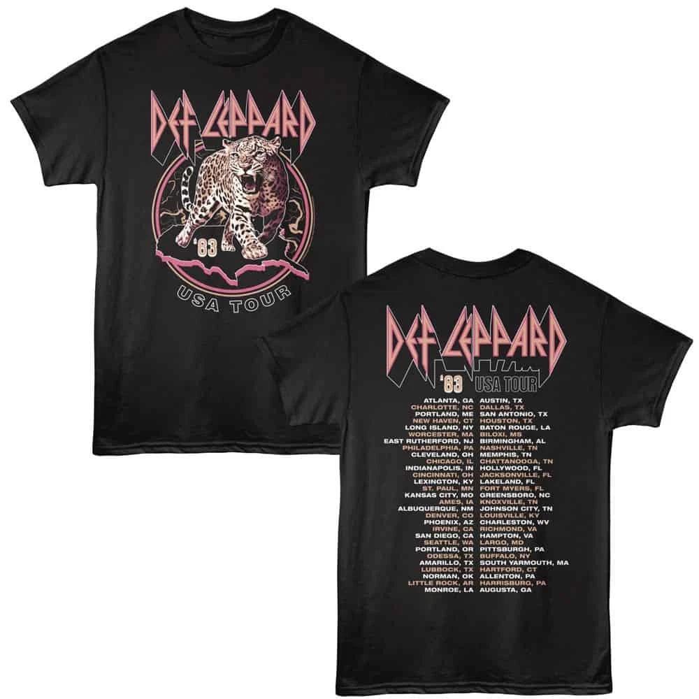 Def Leppard USA Tour 83 Cities Men s T Shirt XL