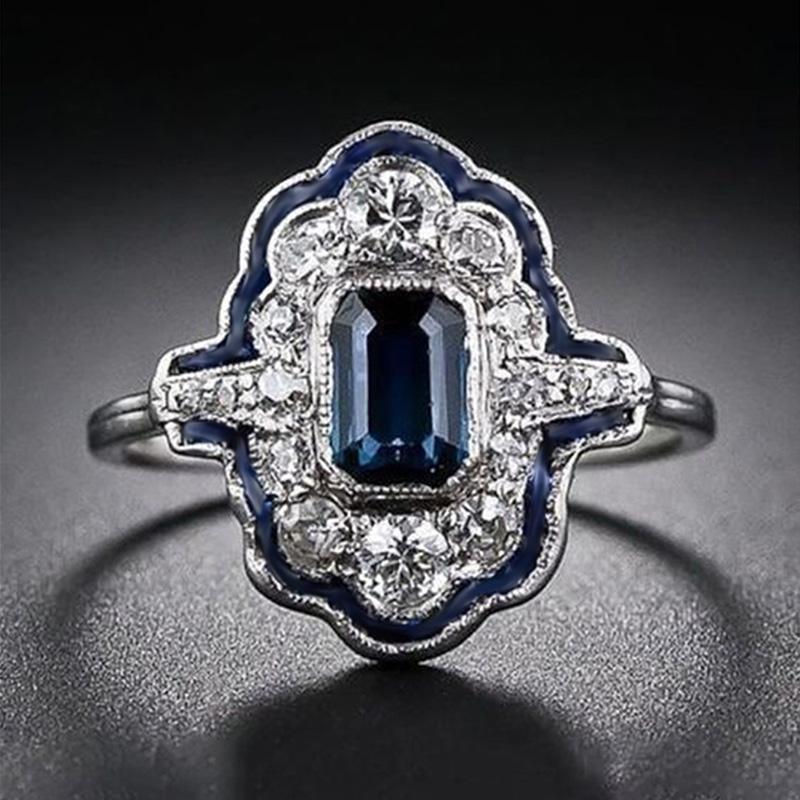 Huitan Edle Grüne Zirkonia Damenringe für Hochzeit Jubiläum Party Silberfarbe Elegante Damenringe Neu Trendig
