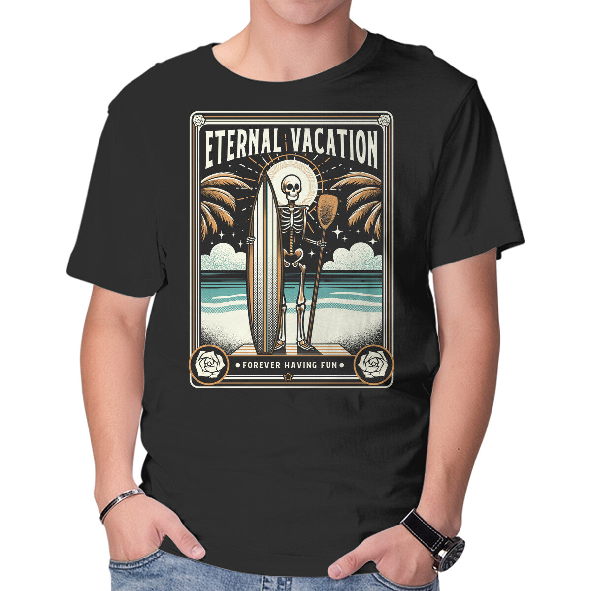 Unisex Crew Neck T-Shirt Forever Vacation Graphic Short Sleeve Casual Tee XL