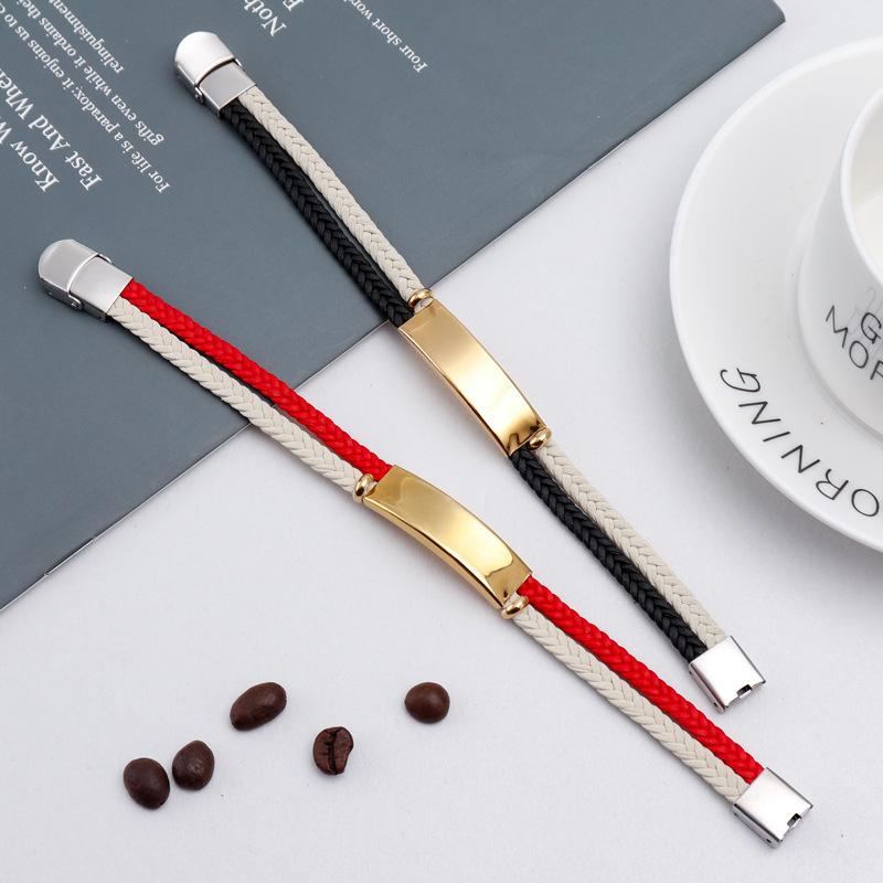 Punk Luxury Custom Name Rope Bracelet Men Adjust Handmade Layer Women Rope Id Bracelets Jewelry Valentines Gift