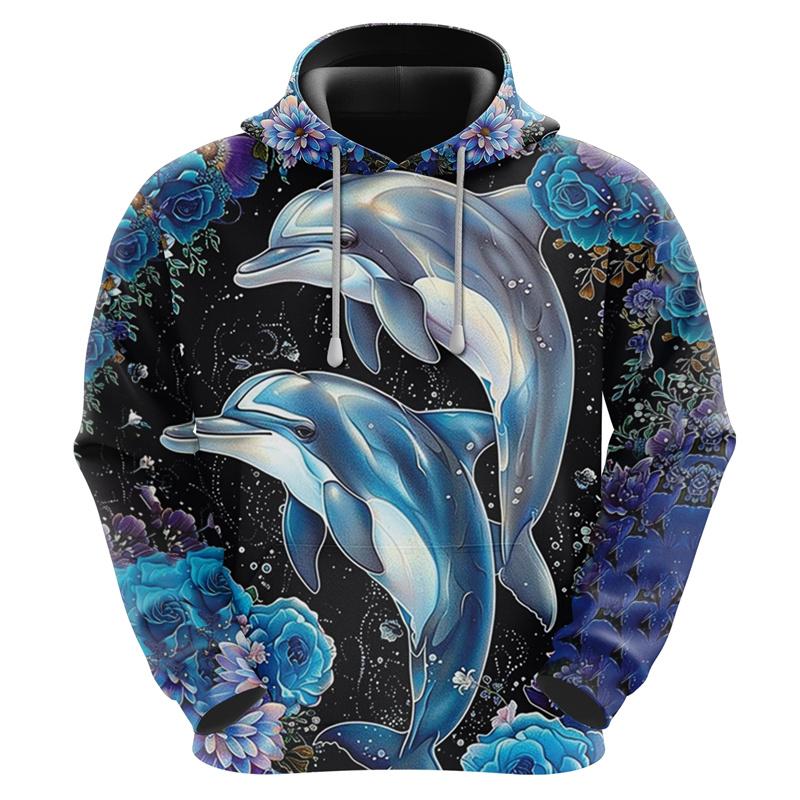 Pánské a dámské 3D mikiny s kapucí College DolDave, grafická mikina s mořským zvířetem, dospělý svetr, hipsterská streetwearová móda 2025