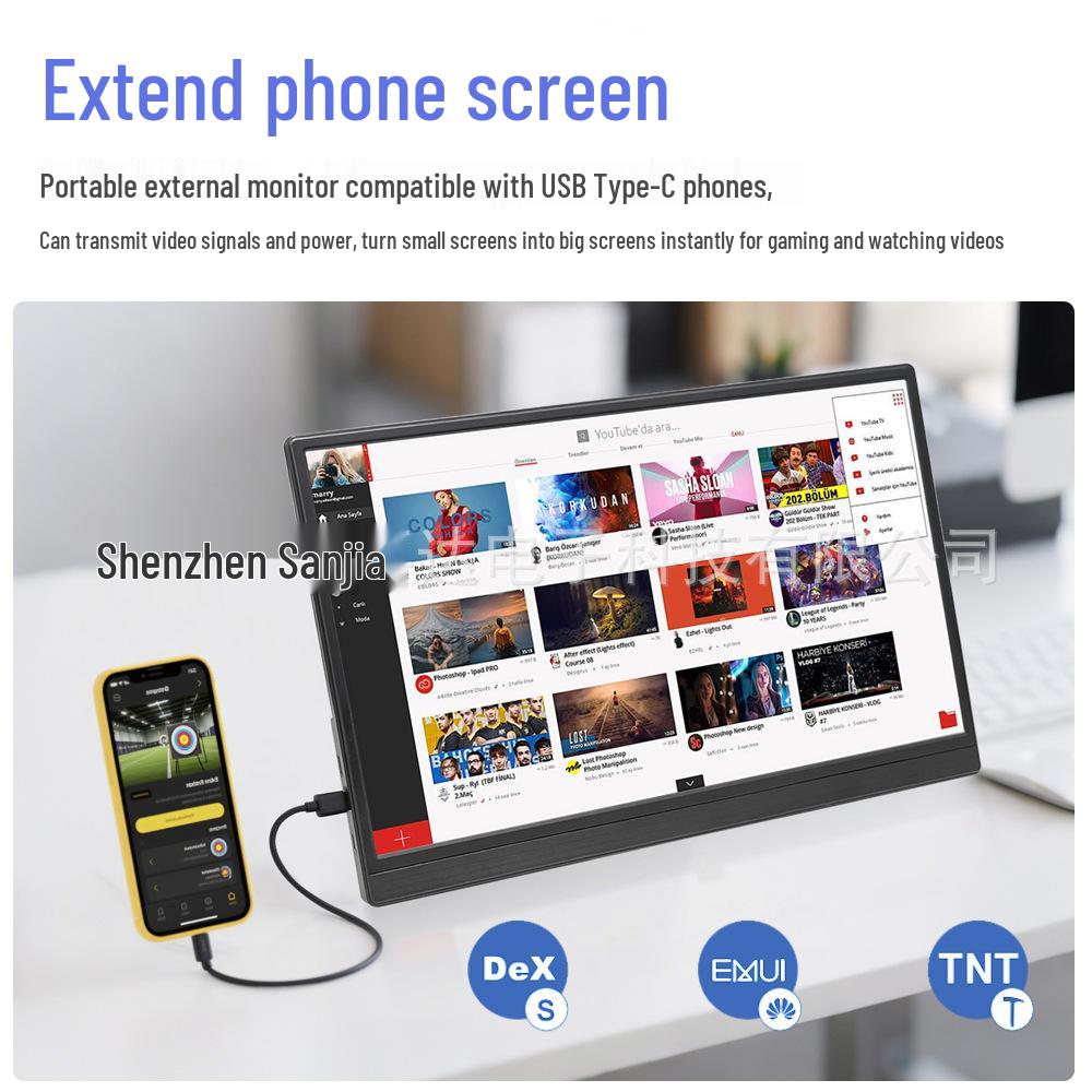 15.6" Portable IPS Monitor with Stand and Built-in Speakers for Office and Gaming