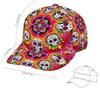 Zucker Totenkopf Buntes Blumenmuster Sonnenhut Herren Damen Verstellbare Druckknöpfe Baseballkappe Dad Cap zum Angeln Tennis Outdoor